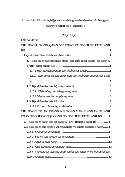 Đề tài Hoàn thiện kế toán nghiệp vụ mua hàng và thanh toán tiền hàng tại công ty TNHH thép Thành Đô
