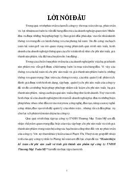 Đề tài Hoàn thiện kế toỏn chi phí sản xuất và tính giá thành sản phẩm tại công ty TNHH Thương Mại Toàn Mỹ