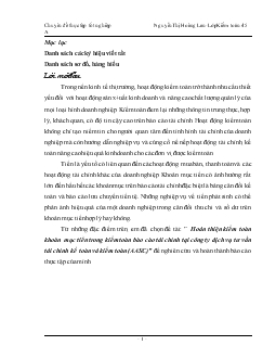Đề tài Hoàn thiện kiểm toán khoản mục tiền trong kiểm toán Báo cáo tài chính tại công ty dịch vụ tư vấn tài chính kế toán và kiểm toán (AASC)