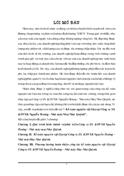 Đề tài Kế toán nguyên vật liệu tại Công ty sản xuất và dịch vụ xuất khẩu Nguyễn Hoàng – Nhà máy May Như Quỳnh