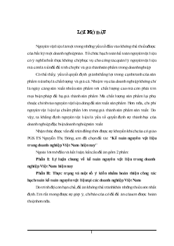 Đề tài Kế toán nguyên vật liệu trong doanh nghiệp Việt Nam hiện nay