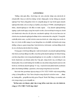 Đề tài Kiểm toán các khoản phải thu trong kiểm toán Báo cáo tài chính do công ty CPA Việt Nam thực hiện