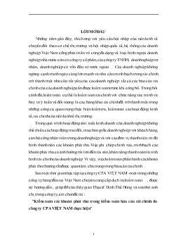 Đề tài Kiểm toán các khoản phải thu trong kiểm toán Báo cáo tài chính do công ty CPA Việt Nam thực hiện