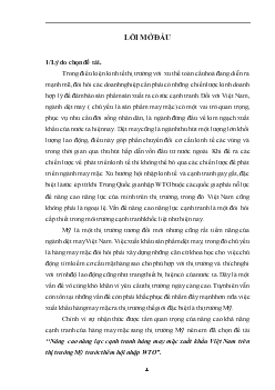 Đề tài Nâng cao năng lực cạnh tranh hàng may mặc xuất khẩu Việt Nam trên thị trường Mỹ trước thềm hội nhập WTO