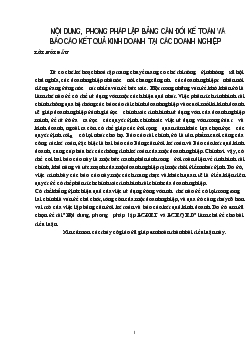 Đề tài Nội dung, phơng pháp lập bảng cân đối kế toán và Báo cáo kết quả kinh doanh tại các doanh nghiệp
