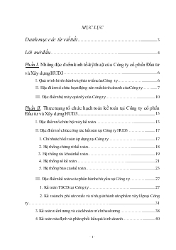 Đề tài Thực trạng tổ chức hạch toán kế toán tại Công ty cổ phần Đầu tư và Xõy dựng HUD3