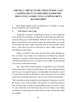 Những vấn đề cơ bản về khả năng cạnh tranh và các biện pháp marketing nhằm nâng cao khả năng cạnh tranh của doanh nghiệp