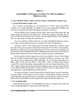 Thực trạng công tác tư vấn cổ phần hoá doanh nghiệp nhà nước của công ty chứng khoán Thăng Long