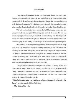 Đề tài Một số giải pháp nâng cao chất lượng chương trình du lịch Hà Nội – Hạ Long