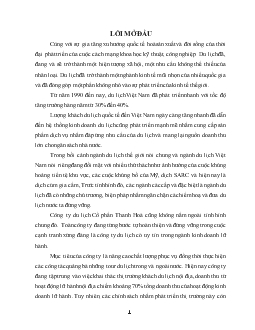 Đề tài Một số giải pháp nhằm khai thác thị trường khách du lịch nội địa của Chi nhánh công ty du lịch cổ phần Thanh Hoá tại Hà Nội