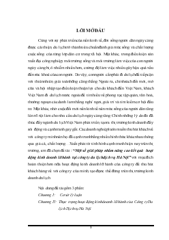 Đề tài Một số giải pháp nhằm nâng cao kết quả hoạt động kinh doanh lữ hành tại công ty du lịch dịch vụ Hà Nội