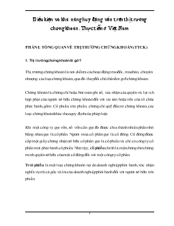 Đề tài Điều kiện và khả năng huy động vốn trên thị trường chứng khoán - Thực tiễn ở Việt Nam