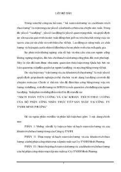 Đề tài Hạch toán tiền lương và các khoản trích theo lương của bộ phận công nhân trực tiếp sản xuất tại công ty TNHH Minh Phương