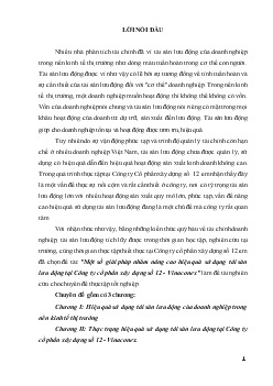 Đề tài Một số giải pháp nhằm nâng cao hiệu quả sử dụng tài sản lưu động tại Công ty cổ phần xây dựng số 12 - Vinaconex