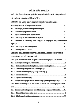 Đề tài Phân tích công tác kế hoạch hoá sản xuất sản phẩm sứ vệ sinh tại công ty sứ Thanh Trì