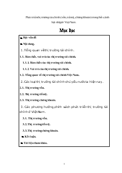 Đề tài Phát triển thị trường tài chính (vốn, tiền tệ, chứng khoán) trong bối cảnh hội nhập ở Việt Nam