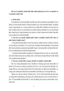 Đề tài Trái phiếu chuyển đổi: Đặc điểm, định giá và rủi ro trong đầu tư trái phiếu chuyển đổi