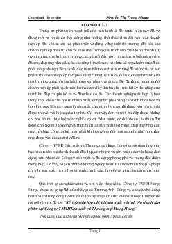 Kế toán tập hợp chi phí sản xuất và tính giá thành sản phẩm tại Công ty TNHH Sản xuất và Thương mại Hùng Hưng