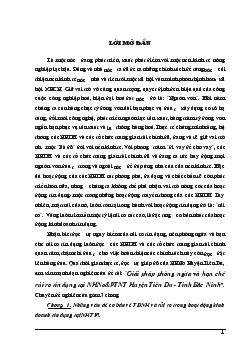 Đề tài Giải pháp phòng ngừa và hạn chế rủi ro tín dụng tại ngân hàng nông nghiệp và phát triển nông thôn Huyện Tiên Du - Tỉnh Bắc Ninh