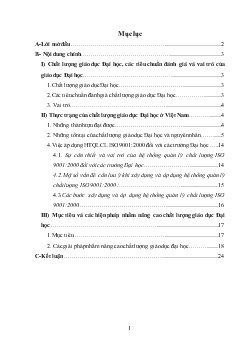 Chất lượng giáo dục Đại học hiện tại ở Việt Nam - Thực trạng và những biện pháp nhằm nâng cao chất lượng giáo dục Đại học