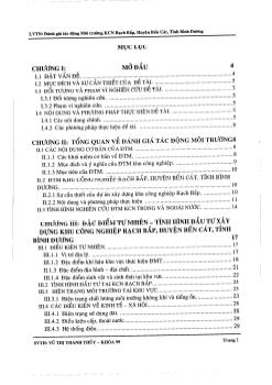 Đề tài Đánh giá tác động môi trường khu công nghiệp Rạch Bắp, Huyện Bến Cát, Tỉnh Bình Dương