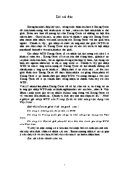 Đề tài Kinh nghiệm gia nhập WTO của Trung Quốc và khả năng vận dụng vào Việt Nam