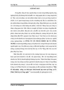 Đề tài Một số biện pháp nâng cao hiệu quả kinh doanh hạt màu tại Công ty Cổ Phần Thiết bị và Công nghệ