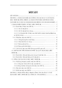 Đề tài Một số giải phỏp nhằm nõng cao hiệu quả cụng tỏc quản lý và sử dụng mỏy thiết bị cụng trỡnh của cụng ty cổ phần xõy dựng số 3 - Vinaconex 3