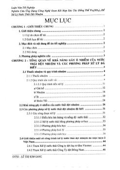 Đề tài Nghiên cứu ứng dụng công nghệ Ozon kết hợp xúc tác đồng thể Fe2(SO4), để xử lý nước thải đệt nhuộm