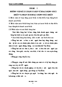 Đề tài Những vấn đề lý luận cơ bản về hoạt động xuất khẩu và phân tích hoạt động xuất khẩu