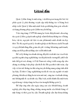 Đề tài Phần mềm quản lý kho hàng