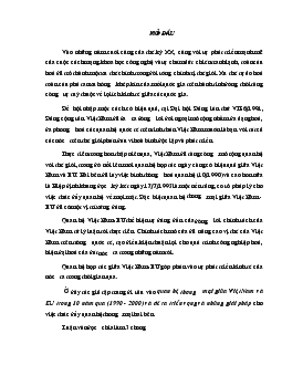 Đề tài Quan hệ thương mại giữa Việt Nam và EU trong 10 năm qua (1990 - 2000) và đề ra triển vọng và những giải pháp cho việc thúc đẩy quan hệ thương mại hai bên