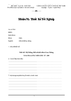 Đề tài Thết kế hệ thống điều khiển đèn giao thông trên micro plc simatic s7- 200