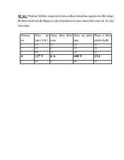 Đề tài Thiết kế bộ băm xung một chiều có đảo chiều (theo nguyên tắc đối xứng) để điều chỉnh tốc độ động cơ một chiều (kích từ nam châm vĩnh cửu) với số liệu cho trước