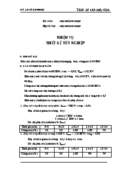 Đề tài Thiết kế phần điện nhà máy nhiệt điện ngưng hơi, công suất 240 MW