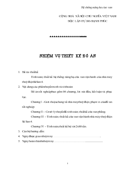 Đề tài Tính toán, thiết kế hệ thống nâng hạ cửa van vận hành của nhà máy thuỷ điện SêSan 4