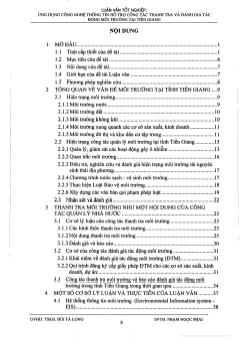 Luận văn Ứng dụng công nghệ thông tin hỗ trợ công tác thanh tra và đánh giá tác động môi trường tại Tiên Giang