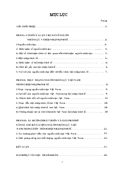 Nguồn nhân lực Việt Nam: lợi thế, thách thức và xu hướng phát triển trong tiến trình hội nhập kinh tế