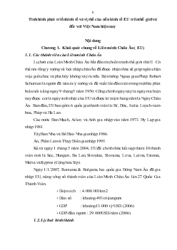 Tình hình phát triển kinh tế và vị thế của nền kinh tế EU trên thế giới và đối với Việt Nam hiện nay