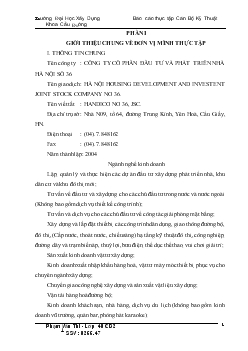 Báo cáo thực tập cán bộ kỹ thuật tại công ty cổ phần đầu tư và phát triển nhà Hà Nội số 36