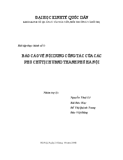 Báo cáo về nội dung công tác của các phó chủ tịch ubnd thành phố Hà Nội