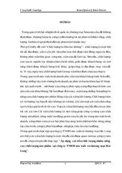 Chuyên đề Áp dụng cải tiến chất lượng nhằm nâng cao chất lượng sản phẩm tại công ty TNHH sản xuất và thương mại Hải Long