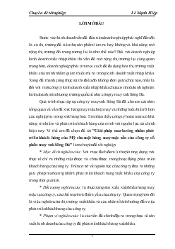Chuyên đề Giải pháp marketing nhằm phát triển khách hàng của Mỹ cho mặt hàng may mặc sẵn của công ty cổ phần may xnk Sông Đà