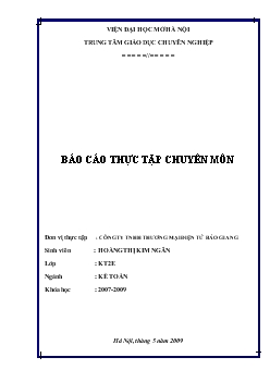 Chuyên đề Hạch toán tiêu thụ và xác định kết quả kinh doanh của công ty TNHH thương mại điện tử Bảo Giang