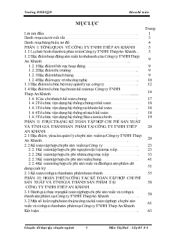 Chuyên đề Kế toán tập hợp chi phí sản xuất và tính giá thành sản phẩm tại Công ty TNHH Thép An Khánh