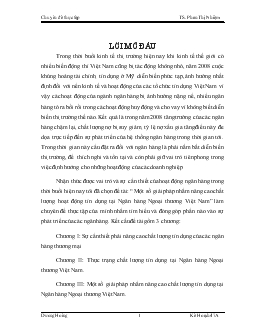 Chuyên đề Một số giải pháp nhằm nâng cao chất lượng hoạt động tín dụng tại Ngân hàng Ngoại thương Việt Nam