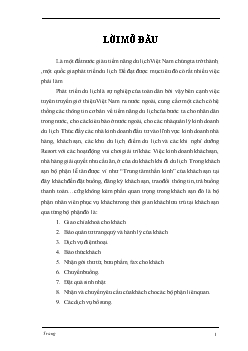 Chuyên đề Quy trình phục vụ khách đoàn nội địa trong thời gian khách lưu trú tại khách sạn Anh Huy