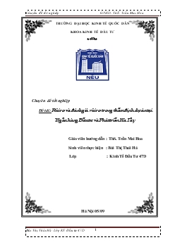 Chuyên đề Rủi ro và đánh giá rủi ro trong thẩm định dự án tại Ngân hàng Đầu tư và Phát triển Hà Tây