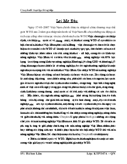 Chuyên đề Tác động của việc gia nhập WTO đến nền nông nghiệp Việt Nam