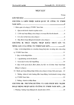 Chuyên đề Thực trạng và giải pháp đẩy mạnh hoạt động nhập khẩu thủy sản và nông sản ở công ty TNHH Nam Sơn